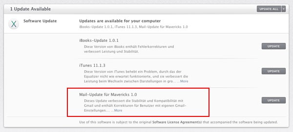 Mavericks - Mail Update Gmail